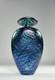 Robert Held Art Glass Hand Blown Bud Vase SIGNED Iridescent Blue Leaf Pattern