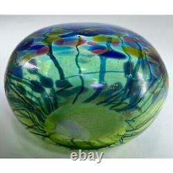 Robert Held Hand Blown Art Glass SIGNED Blue Poppy Flowers Mini Glass Vase 4.5