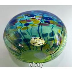 Robert Held Hand Blown Art Glass SIGNED Blue Poppy Flowers Mini Glass Vase 4.5