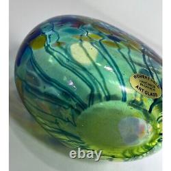 Robert Held Hand Blown Art Glass SIGNED Blue Poppy Flowers Mini Glass Vase 4.5