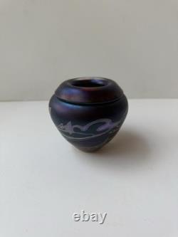 Robert Held Signed Iridescent Art Glass Vase Art Nouveau Miniature