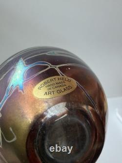 Robert Held Signed Iridescent Art Glass Vase Art Nouveau Miniature