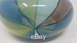 Robin Mix 2005 Decorative Glass Vase Signed 9 Tall Green Blue