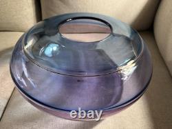 Robin Mix Incalmo Teal Blue Purple Studio Art Glass Bowl Banded Vase Signed 1990