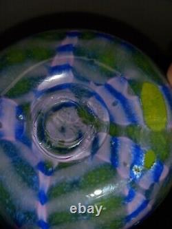 Rod Sounik Signed 1997 Blue and Green Art Glass Vase Columbus, Ohio Artist #837