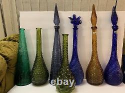 Rossini Empoli Italy Aztec Blue / Purple Glass Decanter Genie Bottle 22 MCM VTG