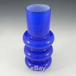 Ryd Glasbruk Swedish / Scandinavian Blue Glass Hooped 10 Vase