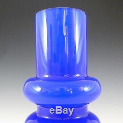 Ryd Glasbruk Swedish / Scandinavian Blue Glass Hooped 10 Vase