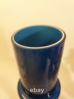 Ryd Glasbruk Swedish/Scandinavian Cased Glass 3 Hooped 8 Vase Blue/White /Blue