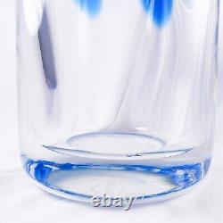 S Bloom Murano Style Hand Blown Blue Swirl Art Glass Vase 12.75 Tall Signed