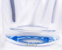 S Bloom Murano Style Hand Blown Blue Swirl Art Glass Vase 12.75 Tall Signed