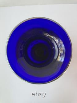 S Lundberg Glass Art Starry Night Cobalt Blue Vase Moon Stars 2000 Signed