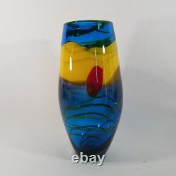 SDS Seapoot Art Glass Vase 14 LARGE 7.5 POUNDS Center Piece Red Blue Yellow