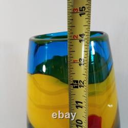 SDS Seapoot Art Glass Vase 14 LARGE 7.5 POUNDS Center Piece Red Blue Yellow