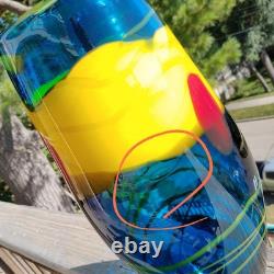 SDS Seapoot Art Glass Vase 14 LARGE 7.5 POUNDS Center Piece Red Blue Yellow