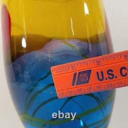 SDS Seapoot Art Glass Vase 14 LARGE 7.5 POUNDS Center Piece Red Blue Yellow