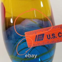 SDS Seapoot Art Glass Vase 14 LARGE 7.5 POUNDS Center Piece Red Blue Yellow
