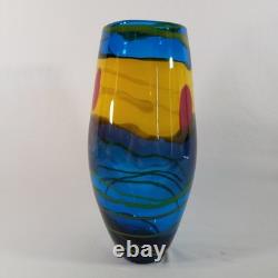 SDS Seapoot Art Glass Vase 14 LARGE 7.5 POUNDS Center Piece Red Blue Yellow