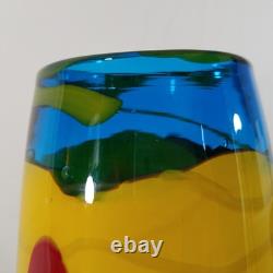 SDS Seapoot Art Glass Vase 14 LARGE 7.5 POUNDS Center Piece Red Blue Yellow