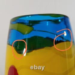 SDS Seapoot Art Glass Vase 14 LARGE 7.5 POUNDS Center Piece Red Blue Yellow