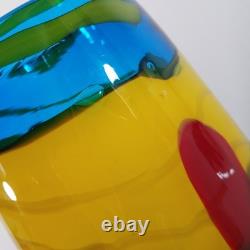 SDS Seapoot Art Glass Vase 14 LARGE 7.5 POUNDS Center Piece Red Blue Yellow