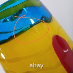 SDS Seapoot Art Glass Vase 14 LARGE 7.5 POUNDS Center Piece Red Blue Yellow