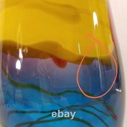 SDS Seapoot Art Glass Vase 14 LARGE 7.5 POUNDS Center Piece Red Blue Yellow