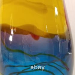 SDS Seapoot Art Glass Vase 14 LARGE 7.5 POUNDS Center Piece Red Blue Yellow
