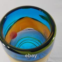 SDS Seapoot Art Glass Vase 14 LARGE 7.5 POUNDS Center Piece Red Blue Yellow