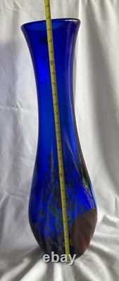 SDS Seapoot Group 28 Cobalt Blue Art Glass Floor Vase MCM Hand Blown No Chips