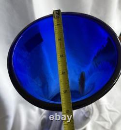 SDS Seapoot Group 28 Cobalt Blue Art Glass Floor Vase MCM Hand Blown No Chips