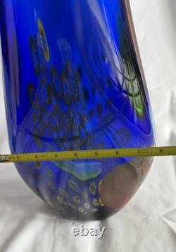 SDS Seapoot Group 28 Cobalt Blue Art Glass Floor Vase MCM Hand Blown No Chips