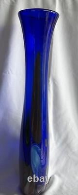 SDS Seapoot Group 28 Cobalt Blue Art Glass Floor Vase MCM Hand Blown No Chips