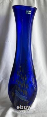 SDS Seapoot Group 28 Cobalt Blue Art Glass Floor Vase MCM Hand Blown No Chips