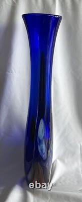 SDS Seapoot Group 28 Cobalt Blue Art Glass Floor Vase MCM Hand Blown No Chips