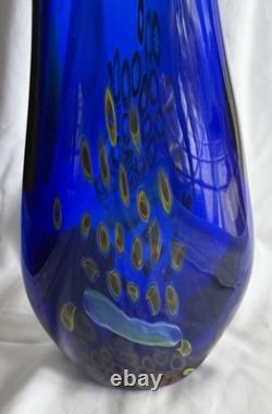 SDS Seapoot Group 28 Cobalt Blue Art Glass Floor Vase MCM Hand Blown No Chips