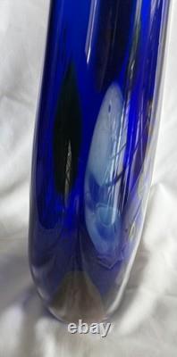 SDS Seapoot Group 28 Cobalt Blue Art Glass Floor Vase MCM Hand Blown No Chips