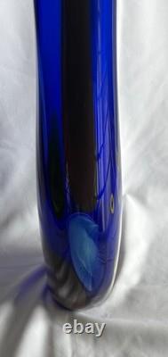 SDS Seapoot Group 28 Cobalt Blue Art Glass Floor Vase MCM Hand Blown No Chips