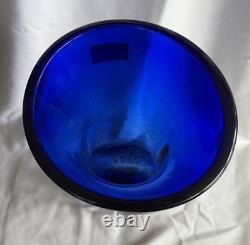 SDS Seapoot Group 28 Cobalt Blue Art Glass Floor Vase MCM Hand Blown No Chips