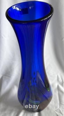 SDS Seapoot Group 28 Cobalt Blue Art Glass Floor Vase MCM Hand Blown No Chips