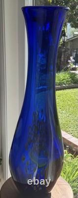 SDS Seapoot Group 28 Cobalt Blue Art Glass Floor Vase MCM Hand Blown No Chips