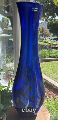 SDS Seapoot Group 28 Cobalt Blue Art Glass Floor Vase MCM Hand Blown No Chips