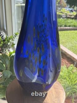 SDS Seapoot Group 28 Cobalt Blue Art Glass Floor Vase MCM Hand Blown No Chips