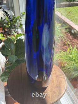 SDS Seapoot Group 28 Cobalt Blue Art Glass Floor Vase MCM Hand Blown No Chips