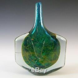 SIGNED Mdina Maltese Blue & Yellow Glass'Fish' /'Axe Head' Vase