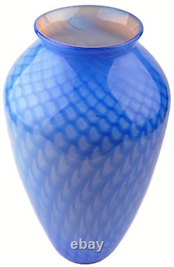SIGWARTH Art GLASS Studio Feather Water Blue Vase Large Hand Blown New