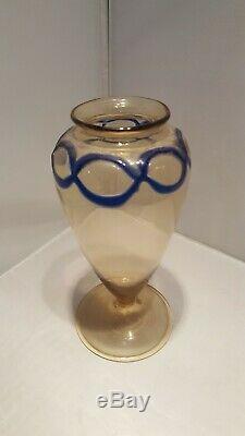 STEUBEN Amber Yellow & Celeste Blue Candlesticks, Vase & Bowl 1920's Lot