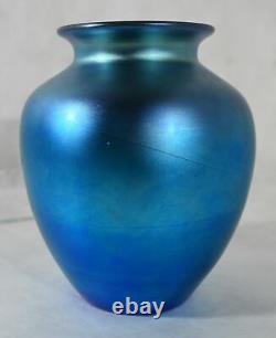 STEUBEN Blue Aurene Vase
