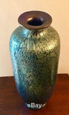 STEUBEN Blue Iridescent VASE Very Nice Condition