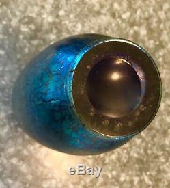 STEUBEN Blue Iridescent VASE Very Nice Condition